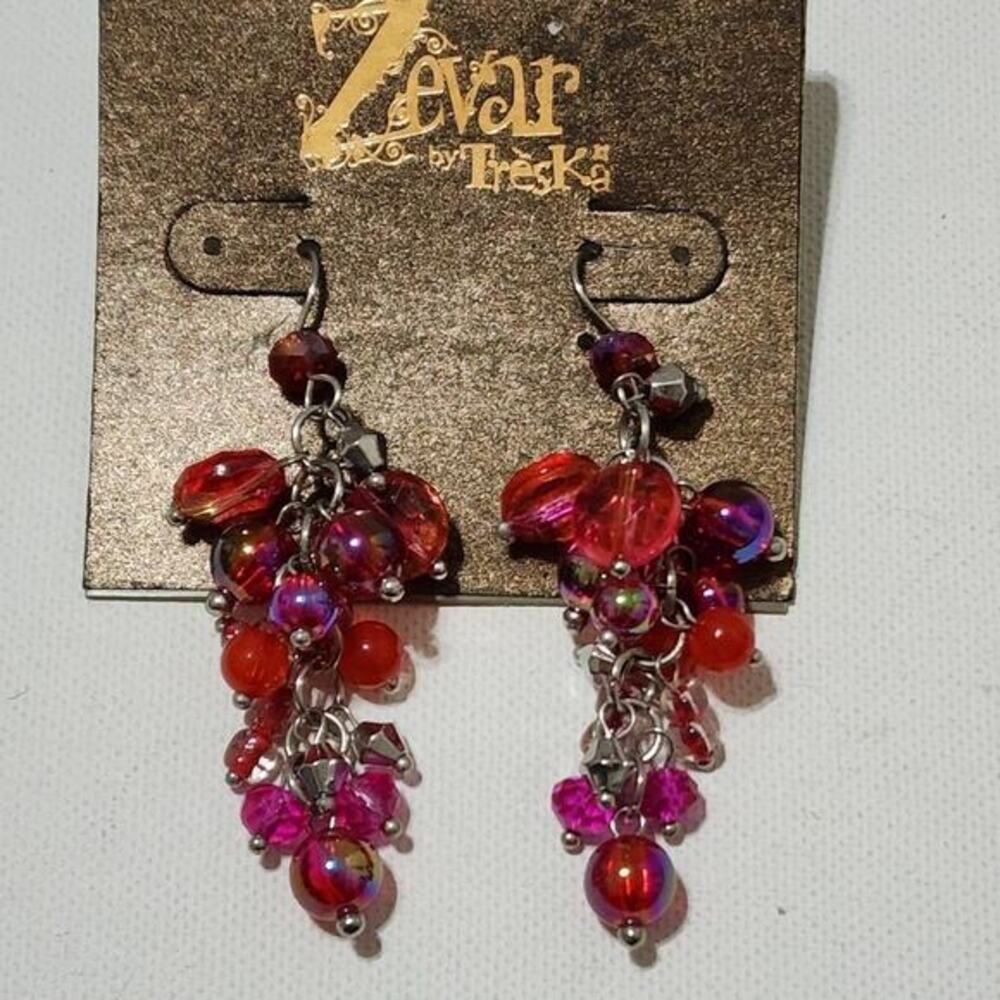 TRreska Iridescent Hot Pink funky chandelier‎ earrings new!!!